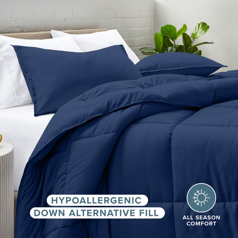 Bare Home Comforter Set - Oversized Queen Size - Ultra-Soft - Goose Down Alternative - Premium 1800 Series - All Season Warmth (Oversized Queen, Dark Blue) - Image 2